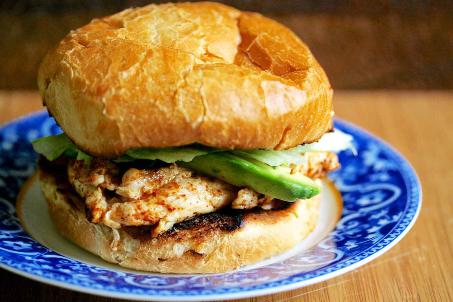 Mexican Chicken Cheese Burger with Fresh Avocado Guacamole